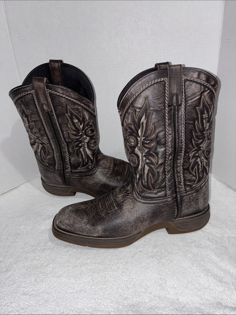 Laredo Distressed Western Embroidered Leather Upper Boots size 12